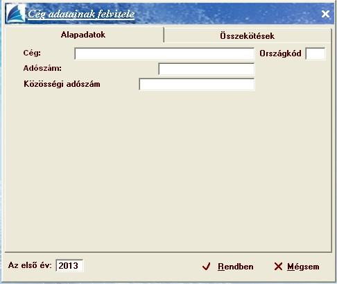 Létrehozás (Új cég) E menüpont alatt nem könyvelési értelemben vett nyitásról, inkább a cég programbeli létrehozásáról van szó. A Felhasználó itt vehet fel számítógépes könyvelésre cégeket.