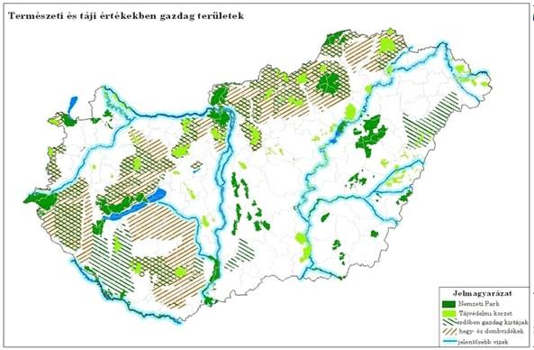 Vidék- és területfejlesztés 5. 2010 Országos Ökológiai Hálózat részei, Érzékeny Természeti Területek, Ramsari16 területek. (5-8. ábra) Forrás: OTK 2005, http://www.vati.