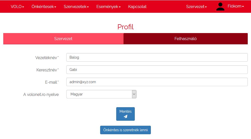 12 4.3. Felhasználó Ugyancsak a Profil oldalon szerkeszthetők a felhasználó (adminisztrátor) személyes adatai is: vezetéknév, keresztnév, e-mail cím.