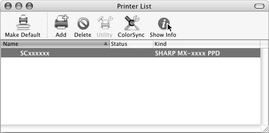 MAC OS X 15 Jelenítse meg a nyomtató információt. (2) (1) (1) Klikkeljen a gép nevére. Mac OS X 10.5 / 10.6 / 10.7 / 10.8 / 10.