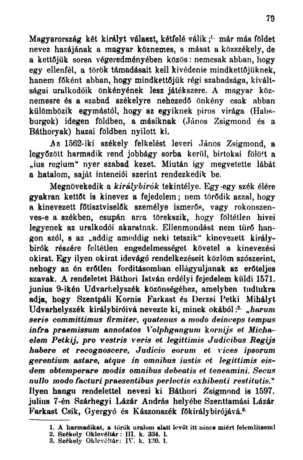 Magyarország két királyt választ, kétfelé válik már más földet nevez hazájának a magyar köznemes, s másat a közszékely, de a kettőjük sorsa végeredményében közös: nemcsak abban, hogy egy ellenfél, a