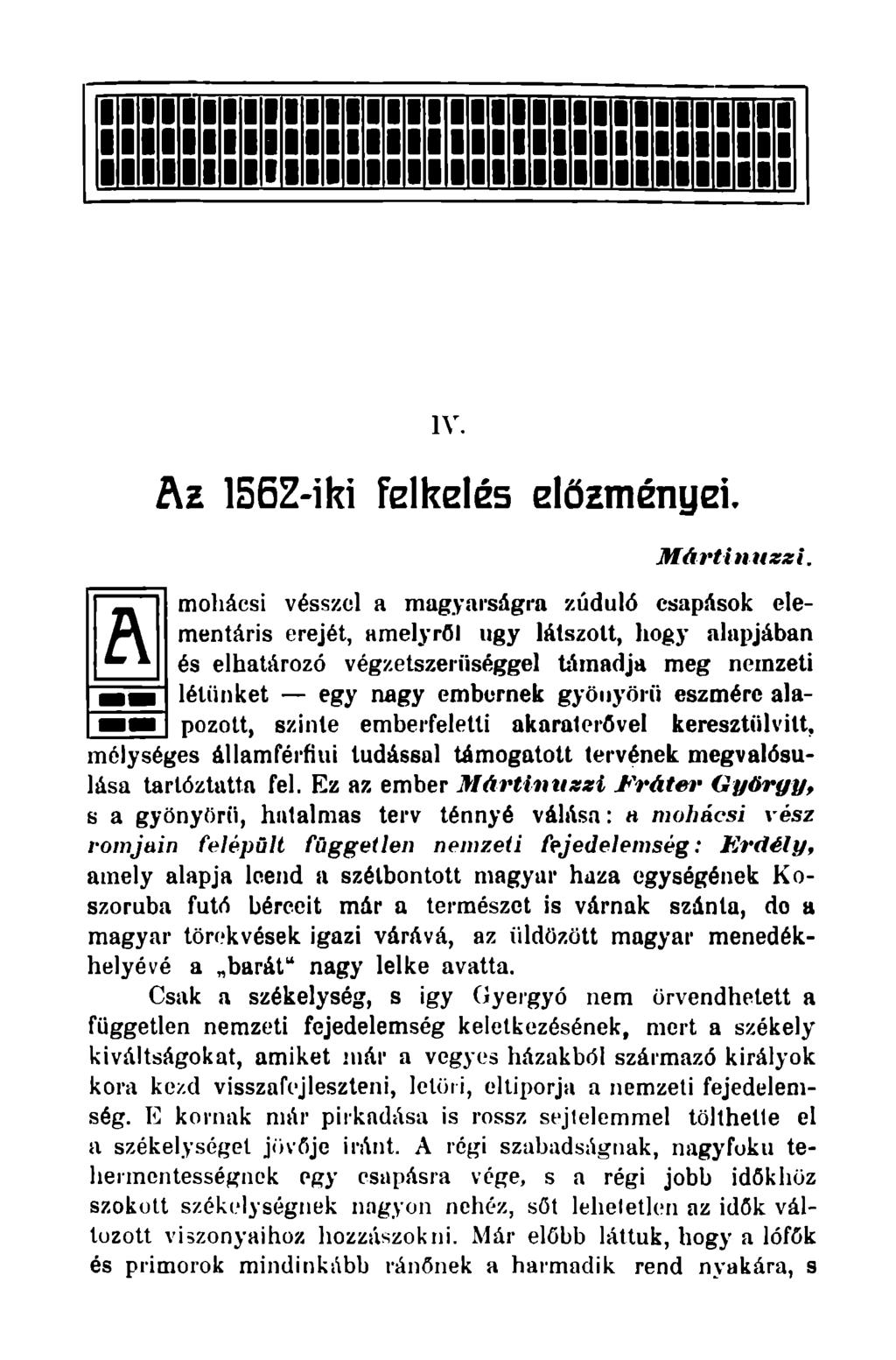 IV. Az 156Z-iki felkelés előzményei. Mártinuzzi.