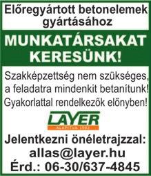 06-30/7229-887 Könnyû fizikai munkára gyorskezû, Békéscsaba és környéki munkavállalókat keresek. 06-20/456-3873 Csõszerelõket keresünk azonnali belépéssel. Békéstherm Plusz Kft.