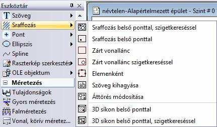 11. 2D elemek 1177 11.7.3.1. Sraffozás belső ponttal A parancs egy kiválasztott zárt területet sraffoz be. A terület kijelöléséhez elegendő, ha a területen belülre kattint.