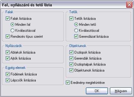 12. Információk lekérdezése, listák 1275 12.2.3. Excel lista Az ARCHLine.XP a projektben használt elemekről (falak, födémek, nyílászárók, tetők, stb.