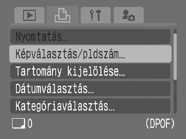 176 Nyomtatási és átviteli beállítások Válasszon egy nyomatási beállítási módot. A nyomtatási beállítások megadása az egyes Képválasztás/pldszám képekre megtekintés közben.