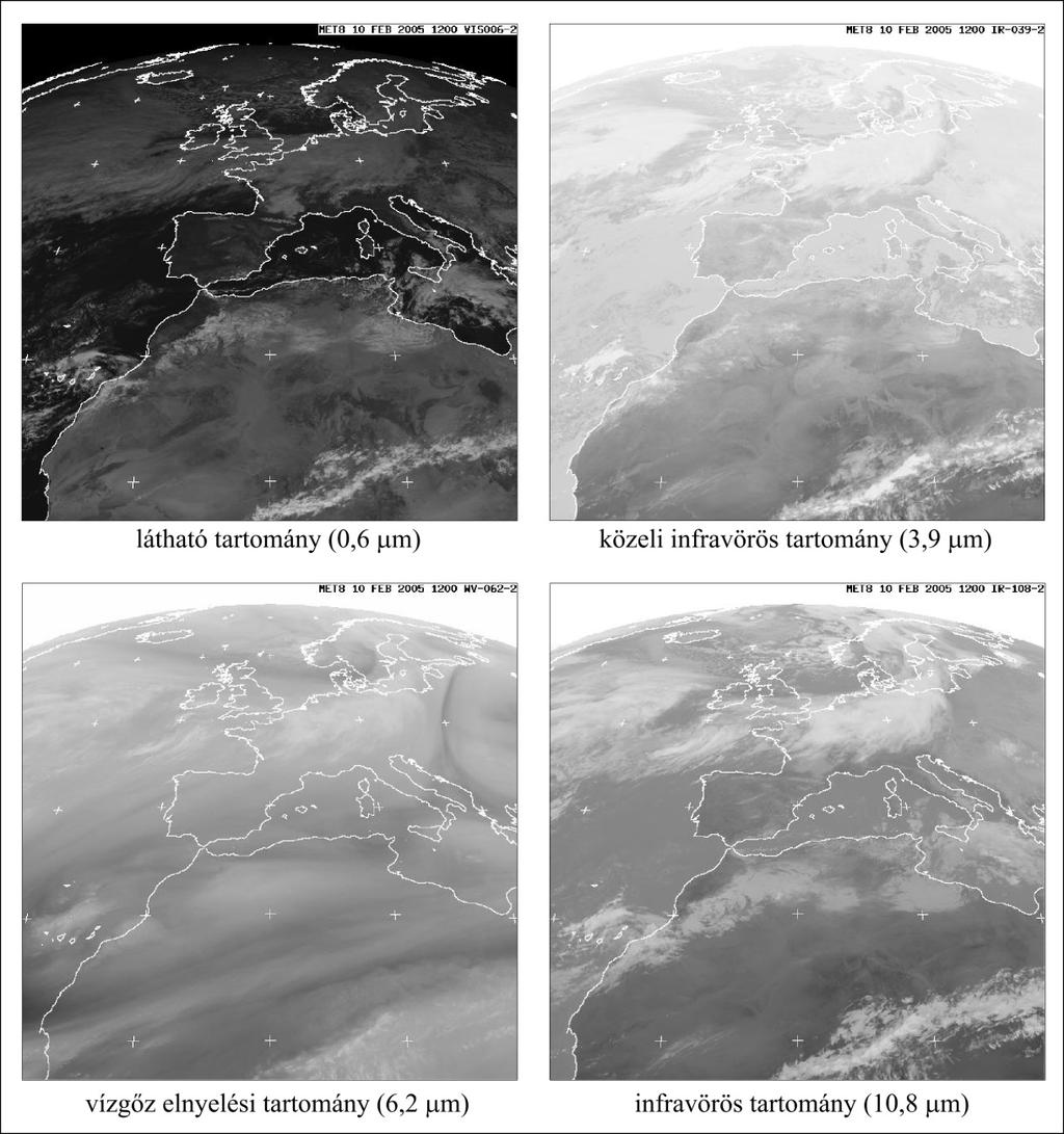 Meteorológiai mérések és megfigyelések Vizsgált terület Mérési program Mindig ugyanaz a térség φ : (50 D, 50 É) λ (λ 0 +50, λ 0 50 ), ahol λ 0 a műhold földrajzi hosszúsága - képfelvétel -