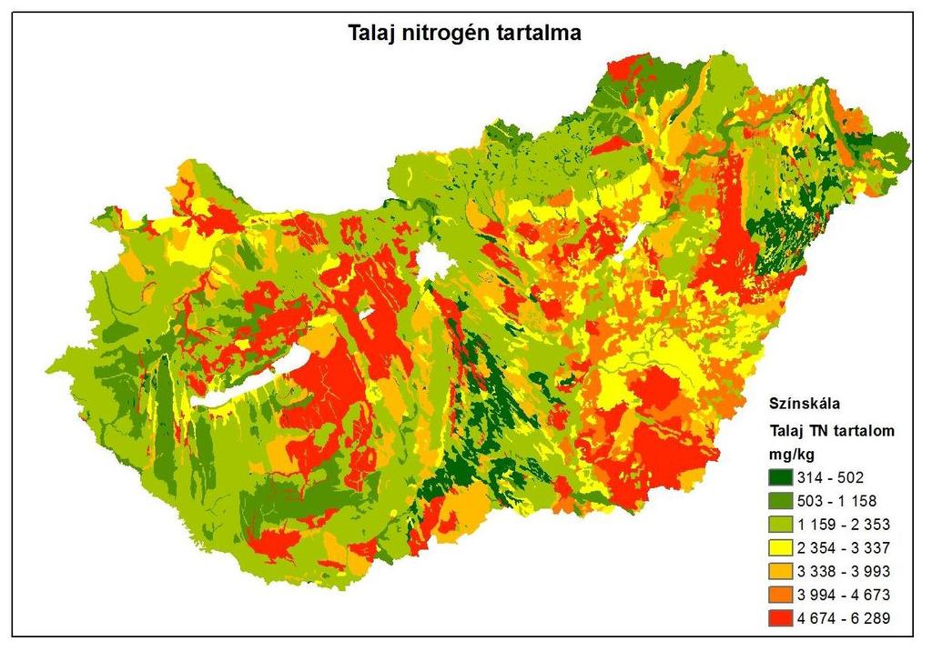 A feltalaj nitrogéntartalmára is készült becslés (1.4-38.