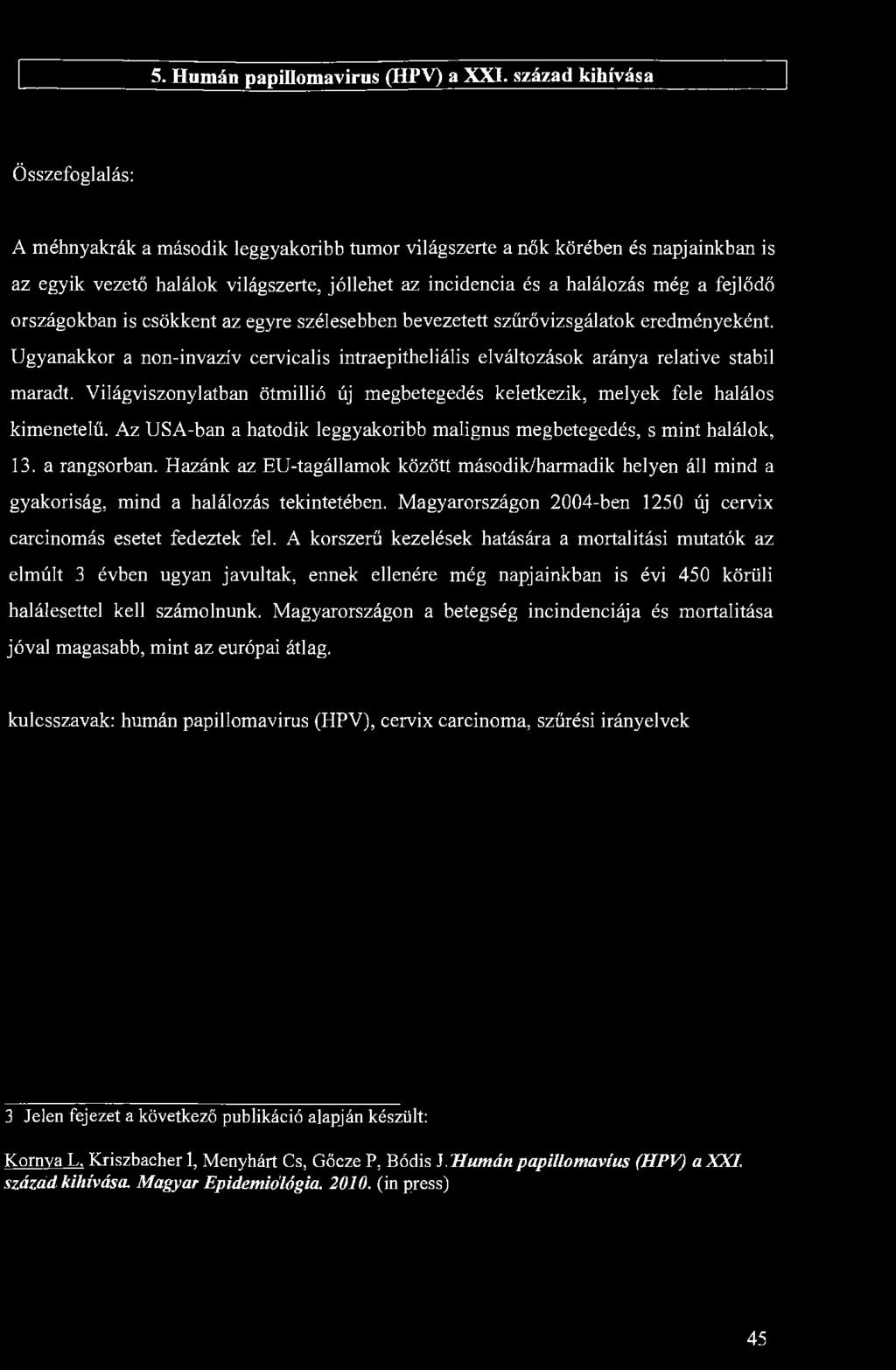 5. Humán papillomavirus (HPV) a XXI.