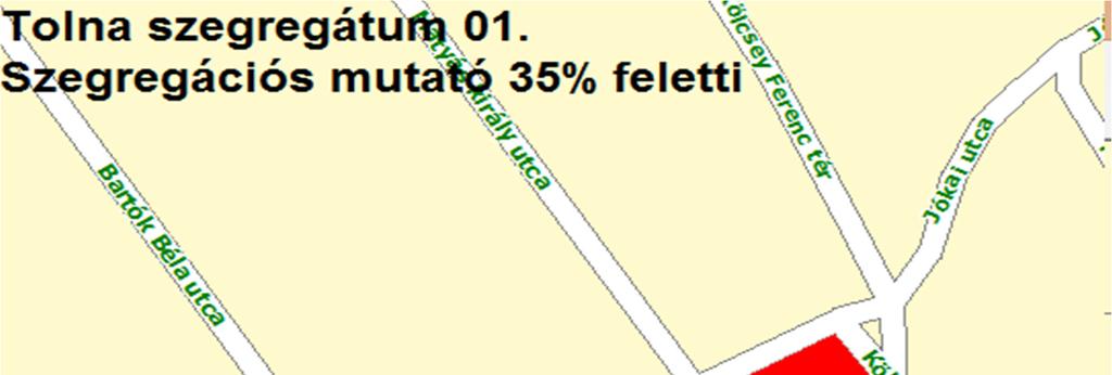 164 3.3-7. ábra: 1. szegregátum A 159 fős lakosság közel 30%-a 14 éven aluli (ez duplája a városi aránynak) és mindössze 8,2 százaléka 60 éves vagy ennél idősebb éppen harmada a városi adatnak.