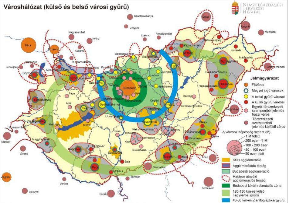 21 1.1-3. ábra: Városhálózati struktúra Magyarországon (Forrás: OFTK, pp. 142.