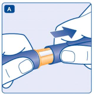Ellenőrizze a NovoRapid FlexTouch injekciós tollon lévő nevet és színes címkét, hogy meggyőződjön arról, hogy az injekciós toll az