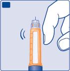 Kocogtassa meg néhányszor az injekciós toll felső részét, hogy a légbuborékok felemelkedjenek.