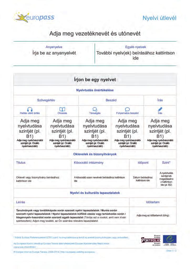 8.b Europass nyelvi