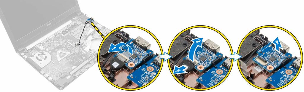 Az USB panel beszerelése 1. Helyezze az USB panelt a számítógépen lévő foglalatába. 2. Húzza meg a csavart, amely az USB panelt a számítógéphez rögzíti. 3.