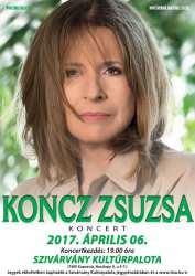 2017. április 6. 19:00 Koncz Zsuzsa koncert A tavaszi koncerten bemutatkozik a Vadvilág című új lemeze, de természetesen hallhatunk régi nagy kedvenceket is.