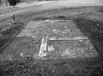 4. kép: Római kori kőépületek falai közvetlenül a felszín alatt az 1. szelvényben Fig. 4: Roman period wall right under the surface soil in Trench No.