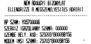 A jobb oldalon látható bizonylatot nyomtatja a pénztárgép az átszemélyesítés előtt.