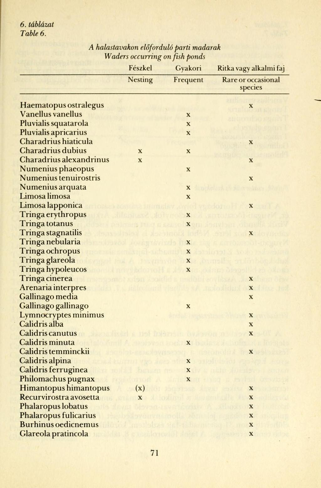 6. táblázat Table 6.