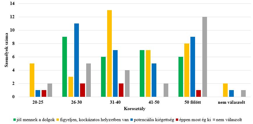 15. Ábra:A korcsoportok összehasonlítása a kiégettség mértékeivel (15.