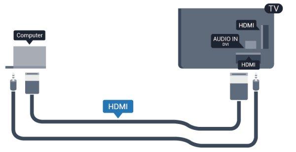 HDMI csatlakozással A számítógépet HDMI kábellel csatlakoztassa a TV-készülékhez. 4.16 Fejhallgató A TV csatlakozójára fejhallgató köthető. A csatlakozó 3,5 mm-es mini jack típusú.