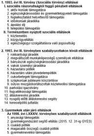 Települési önkormányzat és a munkaügyi szervek által folyósítható ellátások Gyermekek után járó ellátások, kedvezmények Biztosított szülők ellátásai Nem biztosított szülők ellátásai