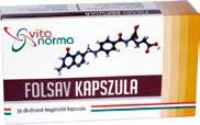 64 Vitanorma Folsav kapszula 30 db -30% A folsav a B-vitamin-csoport tagja, vízben oldódó vitamin. 1 kapszula 400 ug folsavat tartalmaz.