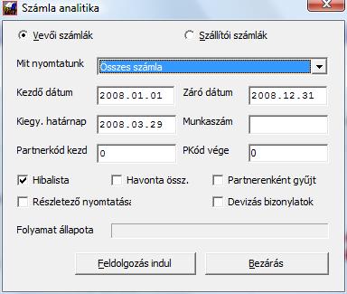 8.11 Számla analitika Az analitikák a főkönyvből készülnek. Ahhoz, hogy ez hibátlan legyen, szükséges a precíz kipontozás, amit korábban részletesen leírtunk.