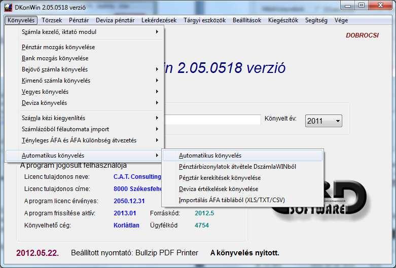 11.2 Teljesen automata könyvelés DkonWIN kettős könyvelő program 2016 A program többféle módon képes a teljesen automatikus kontírozásra.