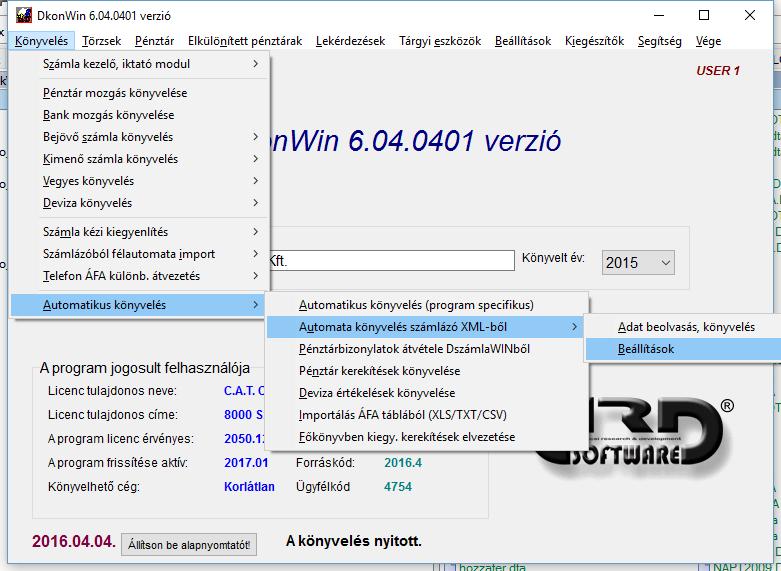 11.4 Importálás NAV exportból Azokból a számlázó programokból, melyek nem lettek felkészítve a mi rendszerünkkel való együttműködésre, szintén van lehetőség az adatok automatikus könyvelésére (kis