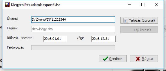 11.10 Kiegyenlítés export DszámlaWIN felé DkonWIN kettős könyvelő program 2016 A lekönyvelt adatok alapján a program vissza tud adni információkat a DszámlaWIN felé (Kiegészítők -> Kiegyenlítés