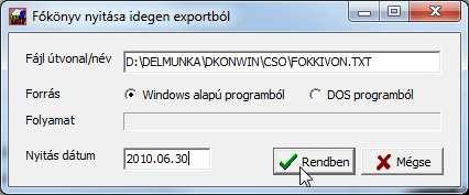 12.3 Adatok importálása nyitáshoz DkonWIN kettős könyvelő program 2016 Amennyiben másik könyvelő rendszerből kell áthoznunk adatokat, azt megtehetjük XLS (Excel) fájlból. Ilyenkor az 1.