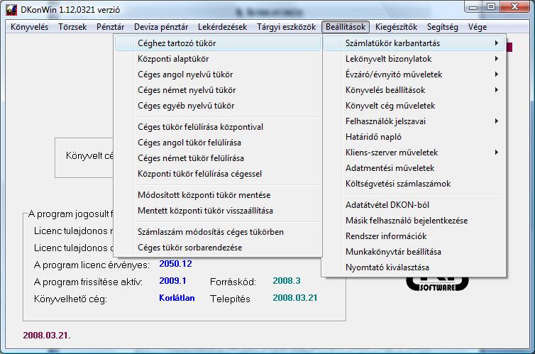 3. Mielőtt könyvelni kezdünk a szükséges beállítások A program használatba vételekor először minden cégnél el kell végezni bizonyos alapbeállításokat.