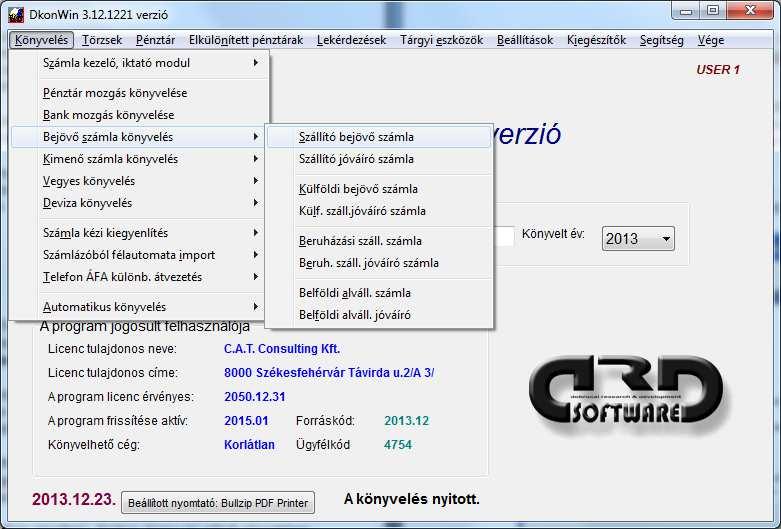 5.2 Számla könyvelés A rögzítést a bejövő számlákon mutatjuk be, a kimenők esetében az itt leírtakat értelemszerűen kell alkalmazni.