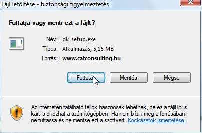 Miután a program letöltődött, a következő biztonsági üzenetet küldheti a