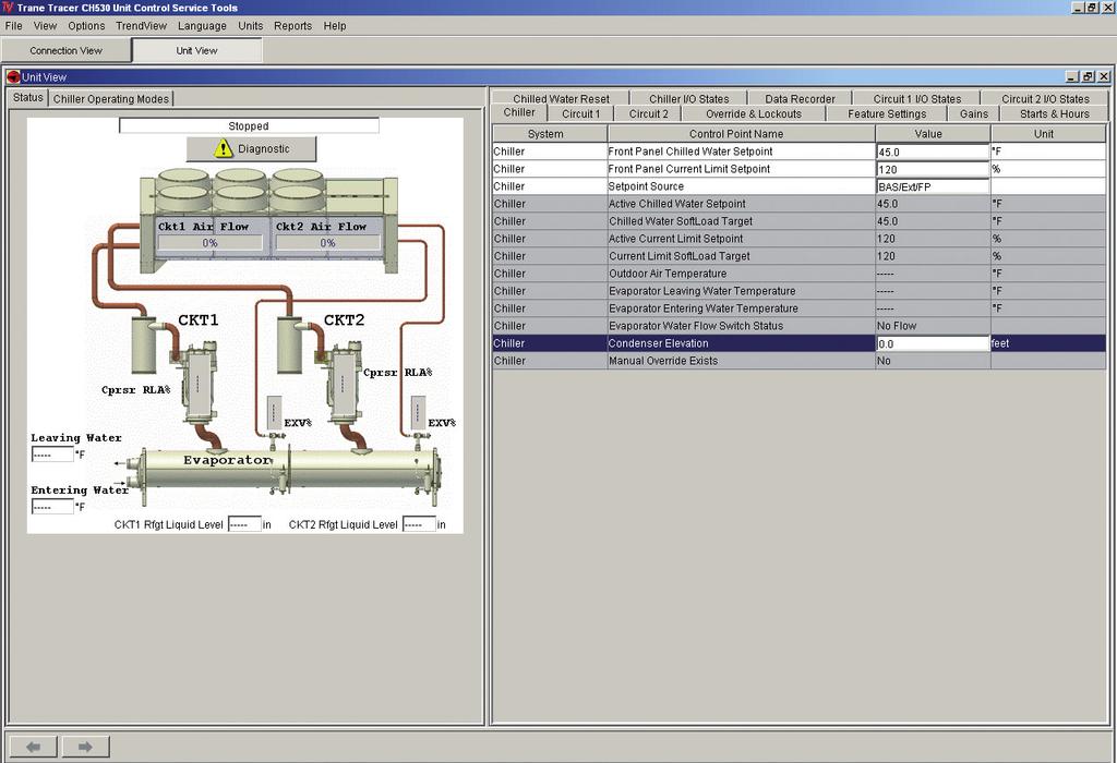 Split rendszer telepítése RTUD kondenzátor szintbeállítása A kondenzátor szintbeállítása az RTUD folyadékhűtő indításakor az egyik bemeneti adat, mely a TechView-ban érhető el a Berendezés nézet