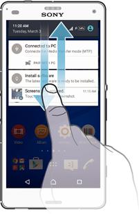 Az értesítési panel megnyitása vagy bezárása 1. Az értesítési panel megnyitásához húzza lefelé az állapotsort. 2. Az értesítési panel bezárásához húzza felfelé a panelt.
