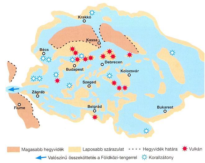 11 A kárpáti korszak után a középső miocénben egy szubtrópusi szigettenger volt a kárpát-pannon térségben. A szubdukció továbbra is tart. A harmadidőszaki vulkanizmus ekkor éri el a tetőfokát.