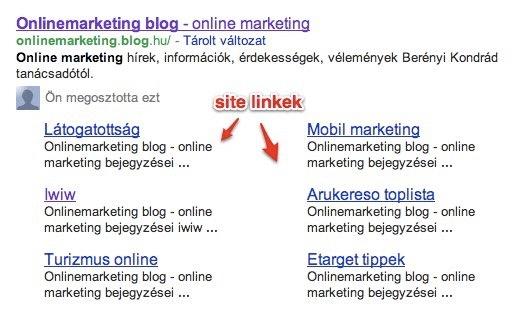 Site linkek Google találati oldalon A Google kitalálja Mi is