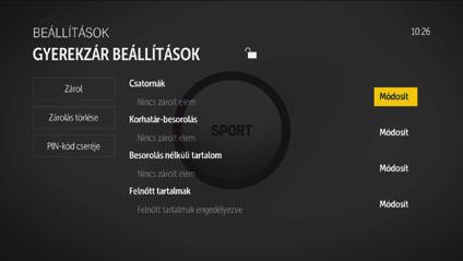 Gyerekzár A TV szolgáltatás részeként díjmentesen elérhető gyerekzár funkcióval megóvhatja kiskorú gyermekét a káros tartalmaktól.