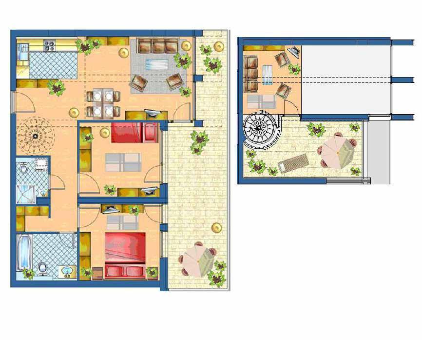 duplex lakás, tetőterasszal Nappali+Konyha/ living room+ kitchen