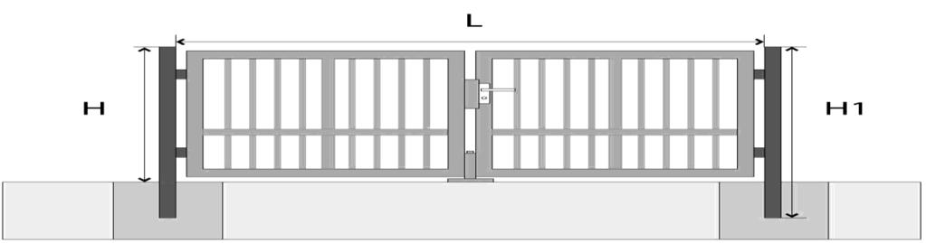 Ipari kétszárnyú kapu (BDPR) kapukeret: JAKL (zártszelvény) profil 60 x 60mm, belső keret: 40 x 40mm oszlop: JAKL (zártszelvény) profil 120x120mm, ill.