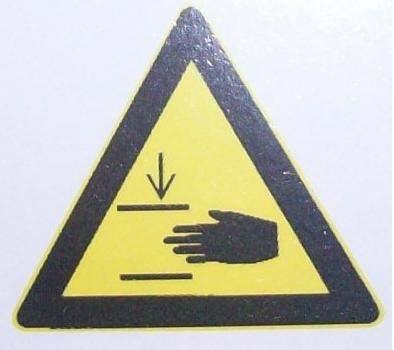 3. ábra. Kézsérülés veszélye! A felület tisztítása során gondoskodni kell a munkadarab korrekt befogásáról, rögzítéséről. Az elmozduló, leeső munkadarab balesetet, (kéz, láb, stb.) sérülést okozhat.