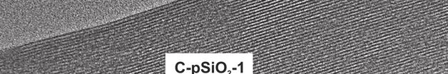 (C-pSiO2-1) pórusos SiO2-bevonatok keresztmetszeti HRTEM képei.