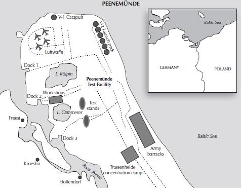 rabszolgamunkával épül (Peenemünde), 1943: súlyos bombázás éri a