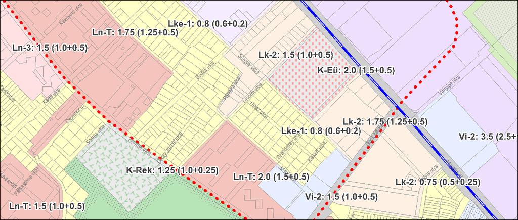 A kertvárosias területekre vonatkozóan a TSZT-ben meghatározott területfelhasználási egységeken belül az FRSZ tovább nem differenciál, egységes értékek kerülnek alkalmazásra.