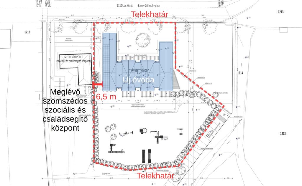 Az épület legalsó használati szintjének padlószint magassága (± 0,00 m), a legfelső használati szintjének padlószint magassága (± 3,35 m), legnagyobb befogadóhelyiségű helyiségében tartózkodók