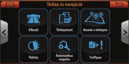 2.1.2 TÉRKÉPBEÁLLÍTÁSOK MENÜ A Navigációs menüben nyomja meg a Térképbeáll. gombot. 1 2 3 4 5 Térképbeállítások menüoldal 6 SZ.