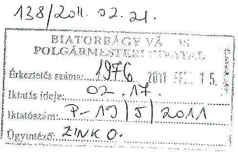Biatrbágy várs Pgá rmestere 2051 Biatrbágy,Barss Gu2/a Tisztet