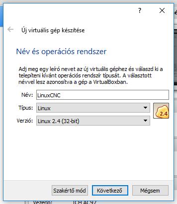 2. ábra: Virtuális gép nevének és az operációs rendszer verziójának megadása 3.